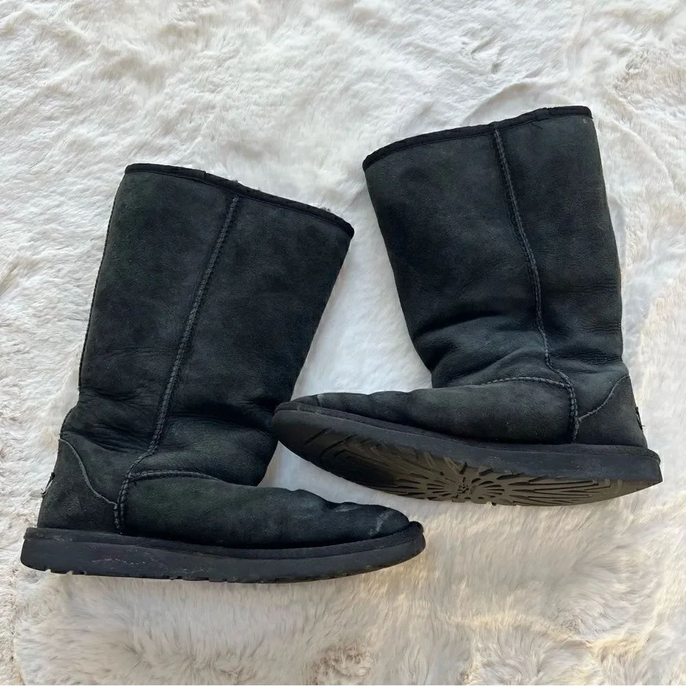 Ugg Kid’s Tall Black Winter Boots Big Girl size 6